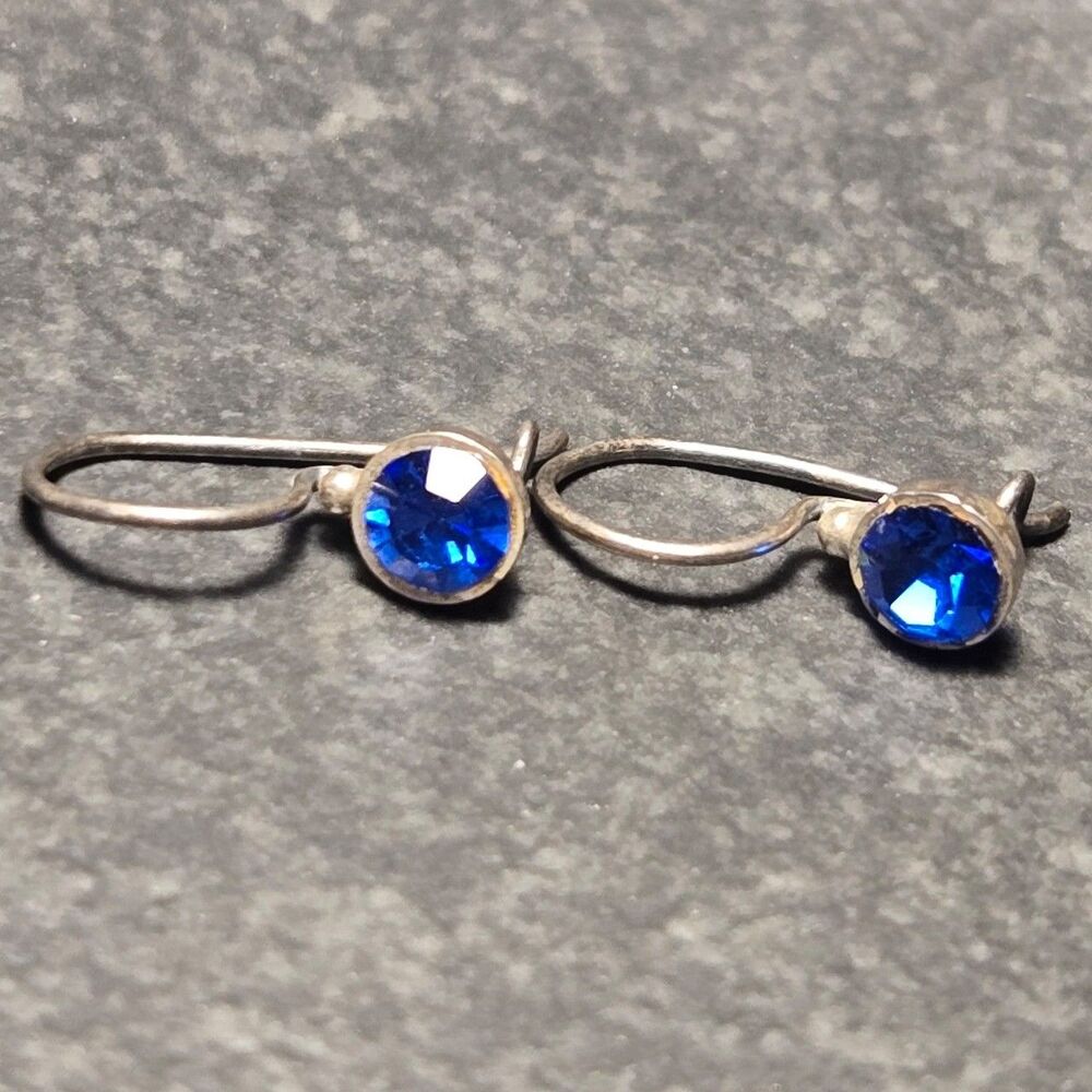 Dainty Blue Dangly Sterling Silver Earrings